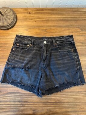 American Eagle Outfitters Black Distressed Denim Shorts